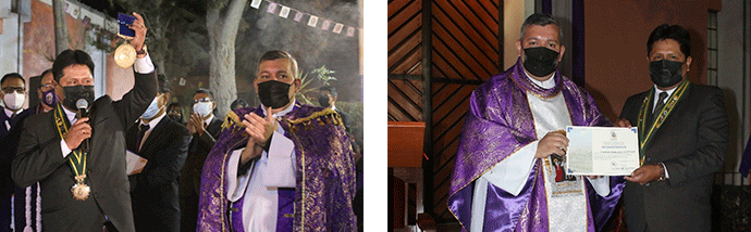 El padre Miguel Ángel Soto, CJM recibe diploma de reconocimiento por promover la devoción al Señor de los Milagros